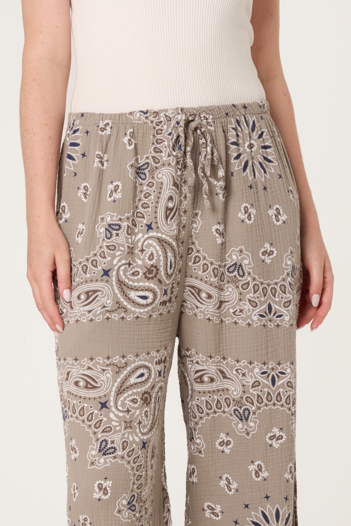 Bandana Trouser With Tie Front & Pockets