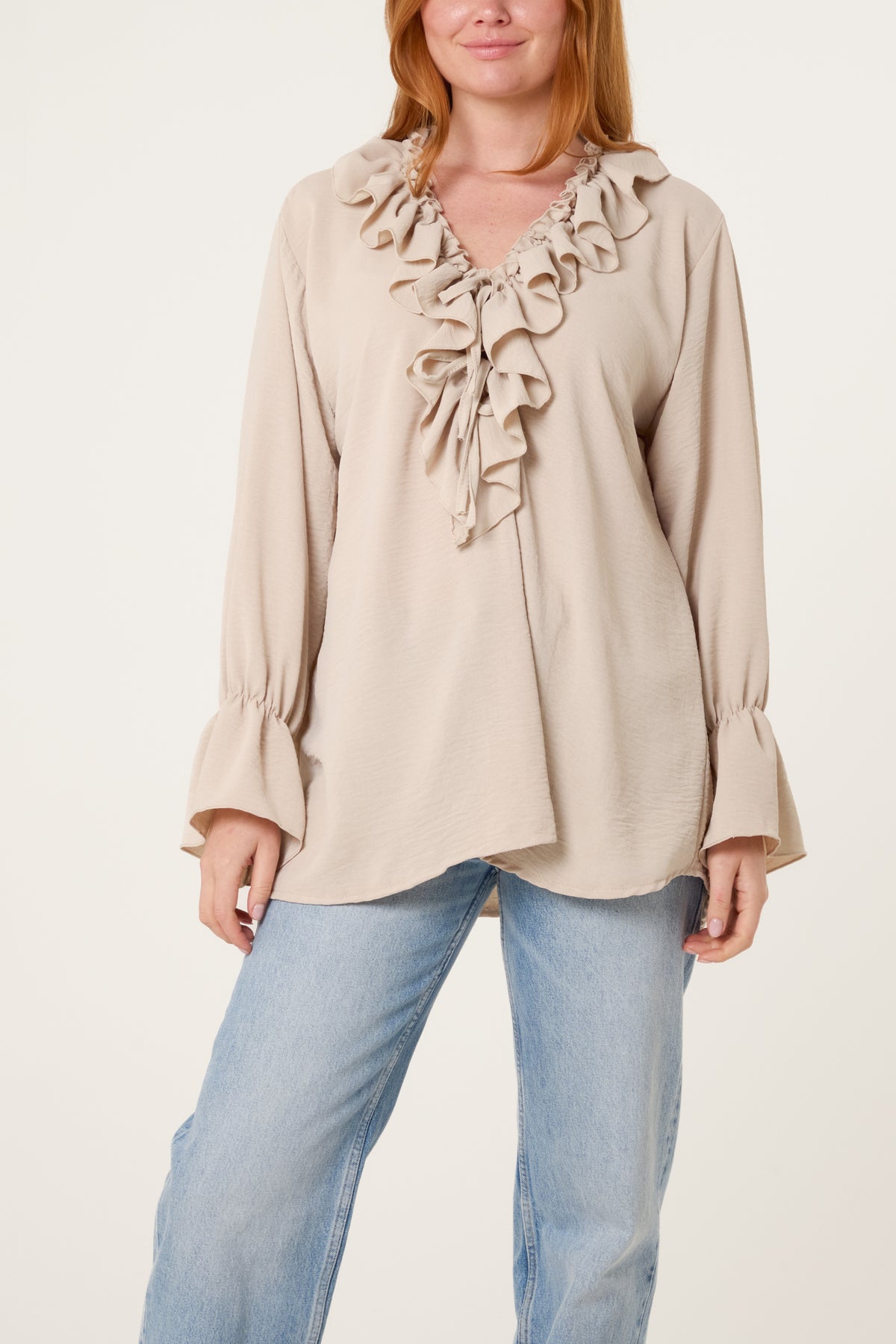 Ruffle Collar & Bell Sleeve Blouse