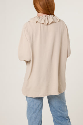 Ruffle Collar & Bell Sleeve Blouse