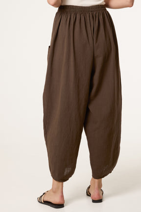 Wide Pocket Front Button Cotton  Trouser