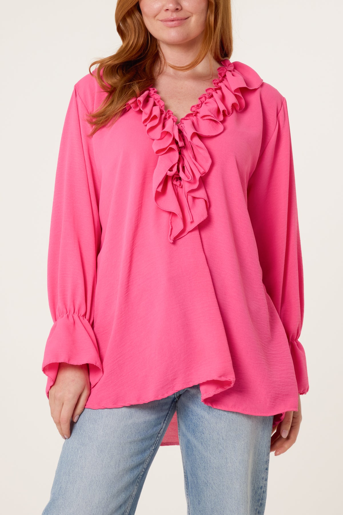 Ruffle Collar & Bell Sleeve Blouse