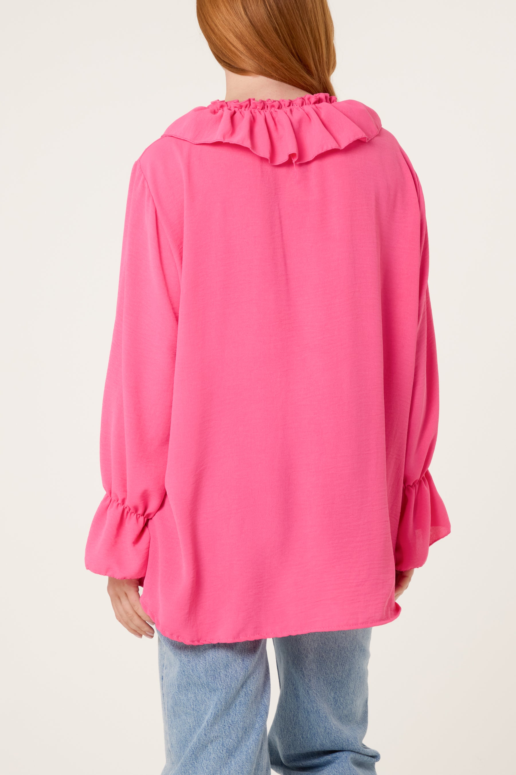 Ruffle Collar & Bell Sleeve Blouse