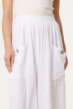 Wide Pocket Front Button Cotton  Trouser