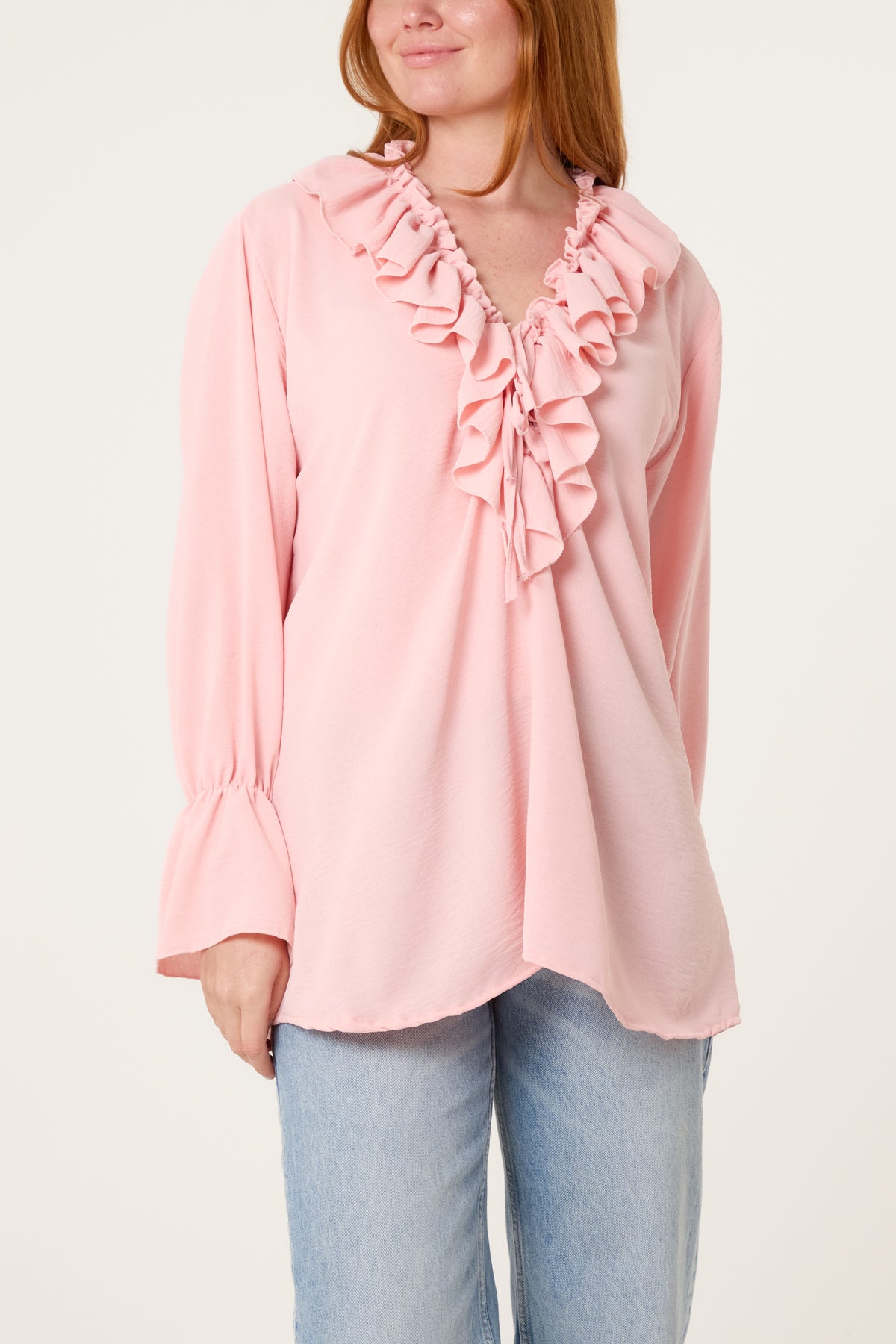 Ruffle Collar & Bell Sleeve Blouse