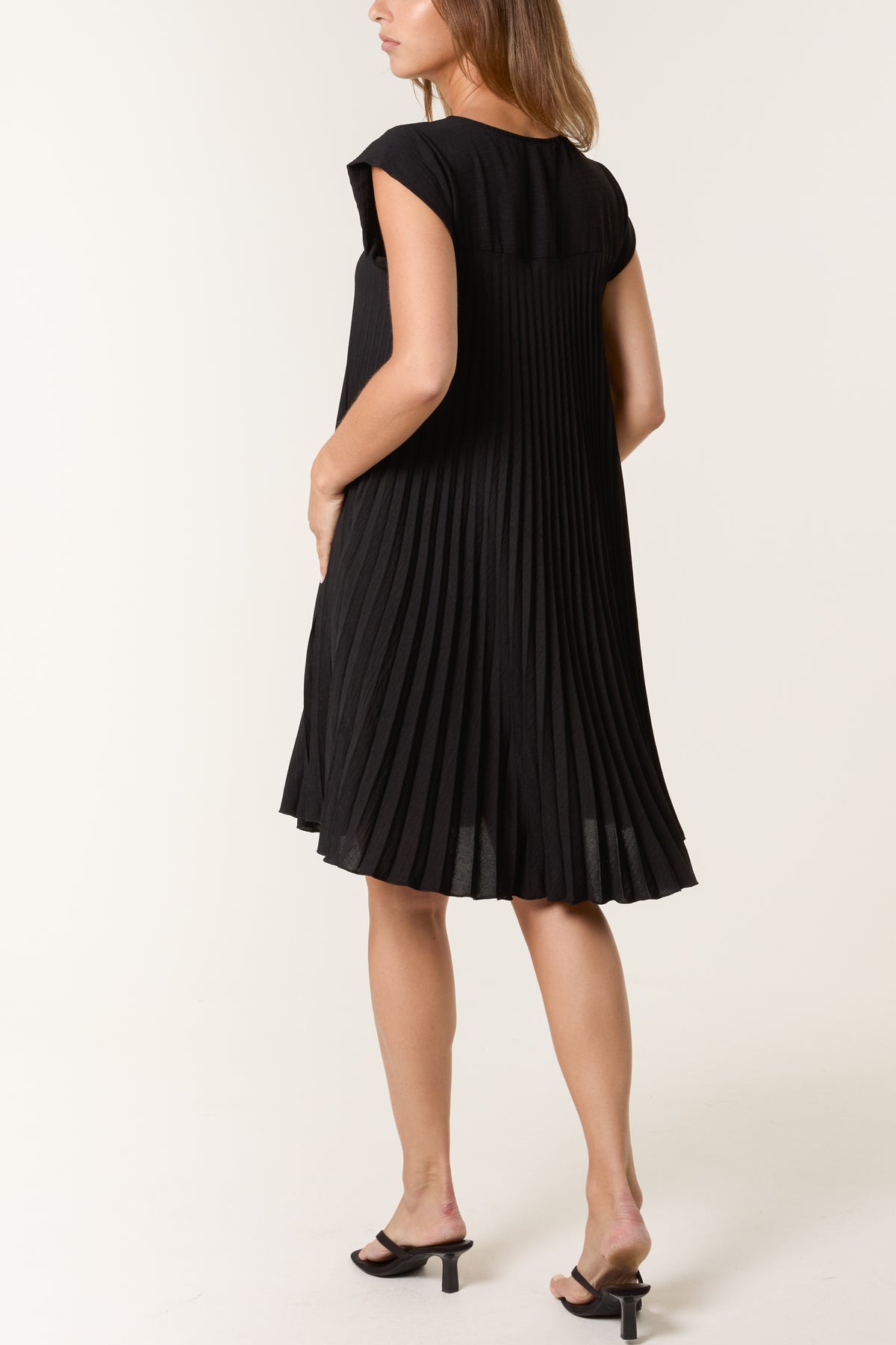 Cap Sleeve Pleated Mini Dress
