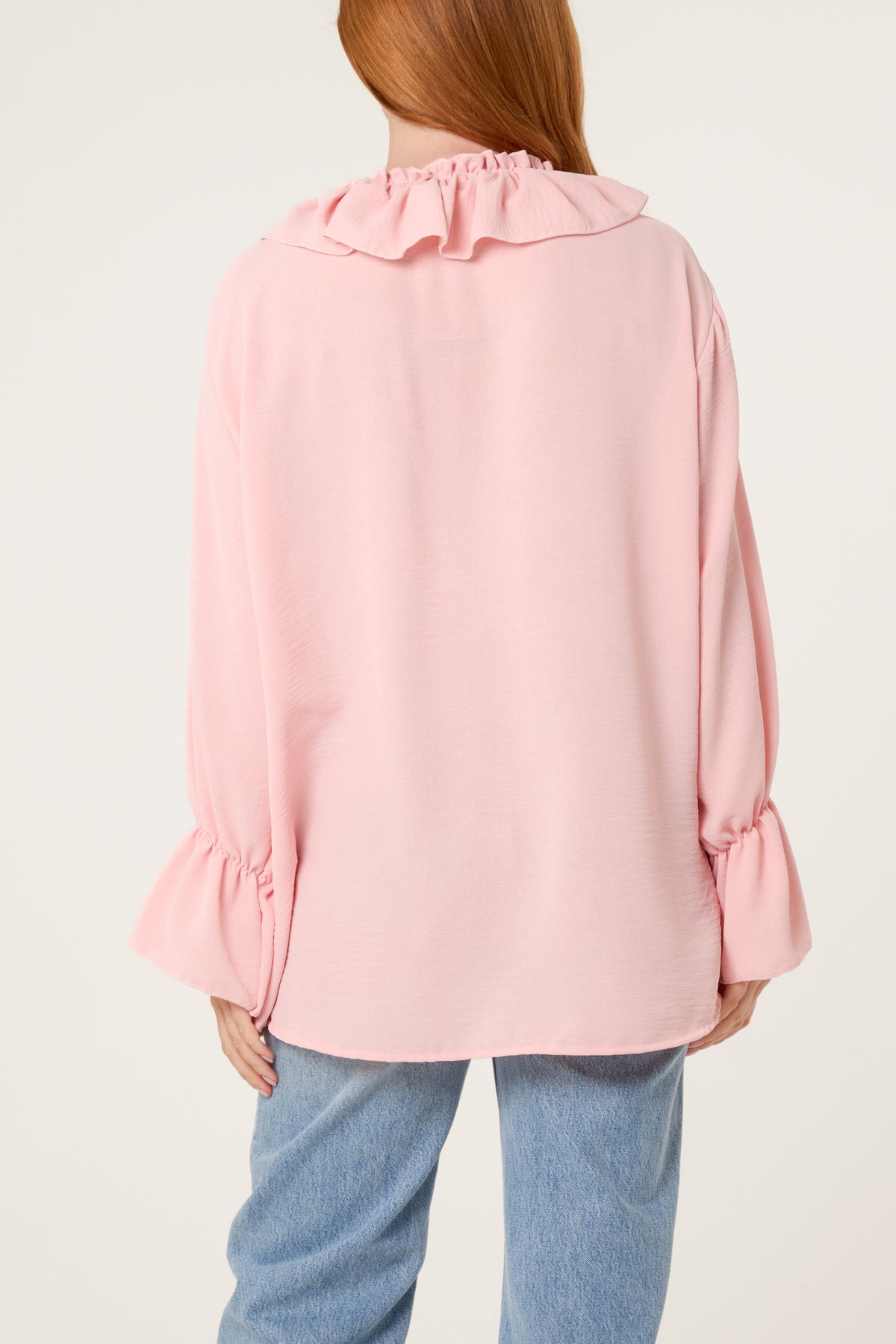 Ruffle Collar & Bell Sleeve Blouse