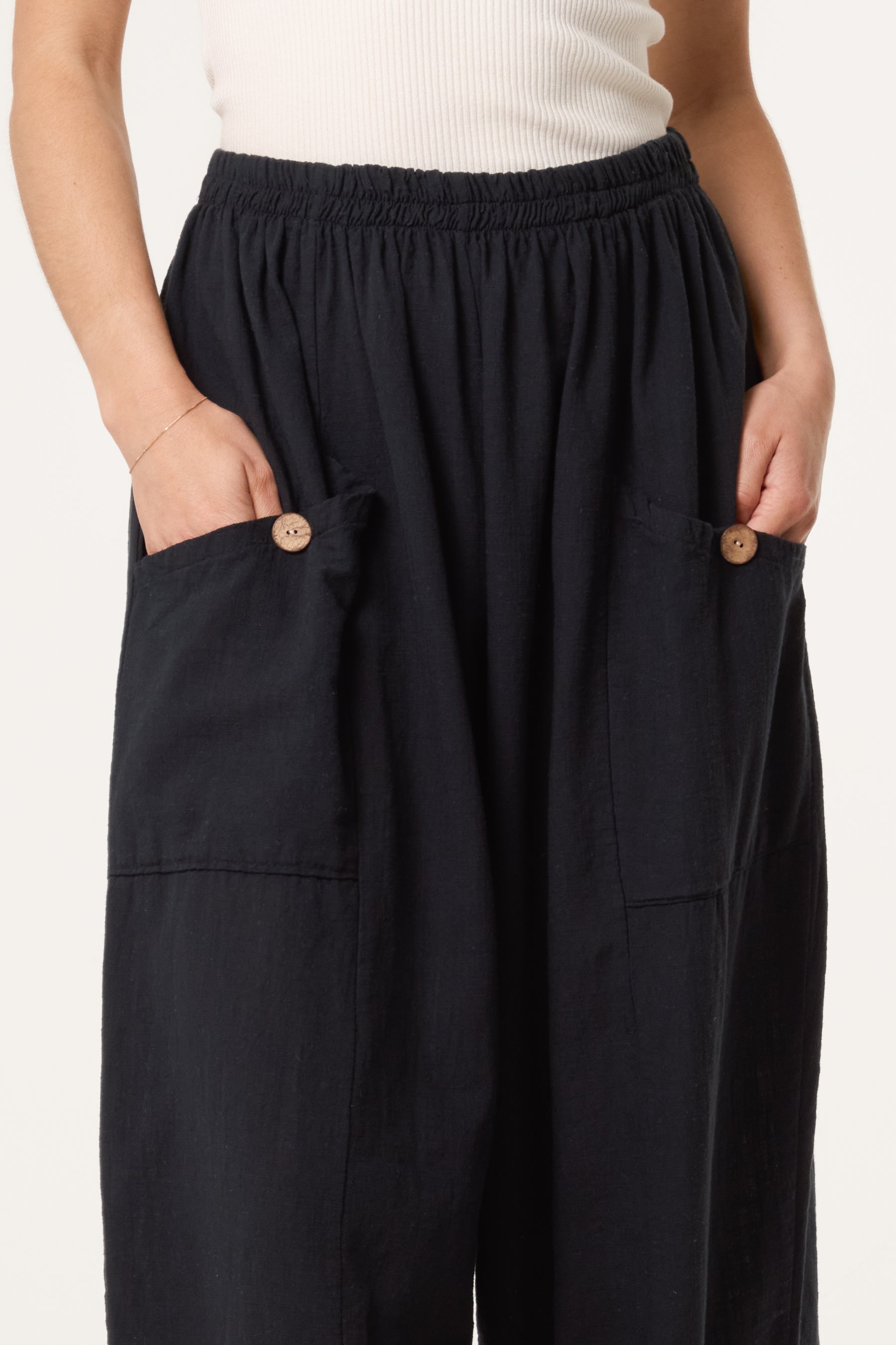 Wide Pocket Front Button Cotton  Trouser