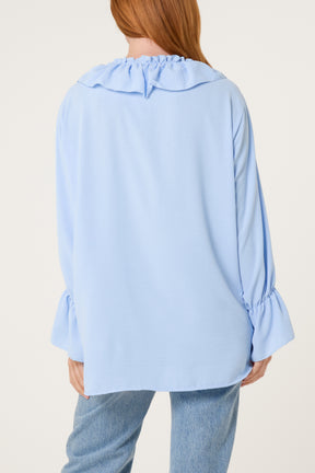 Ruffle Collar & Bell Sleeve Blouse