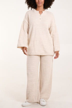 Knit Button Top & Trouser Set