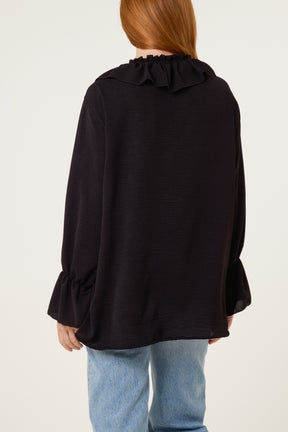 Ruffle Collar & Bell Sleeve Blouse