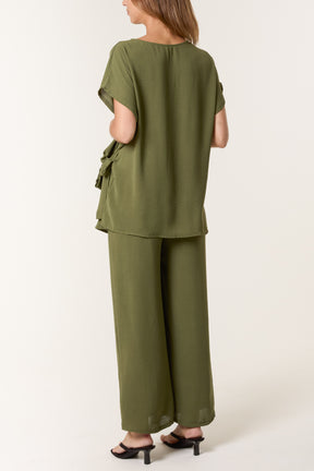 Tie Front Top & Wide Leg Trouser Co-ord