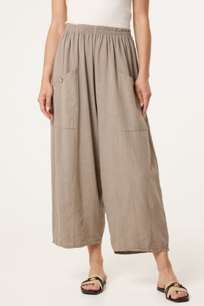 Wide Pocket Front Button Cotton  Trouser