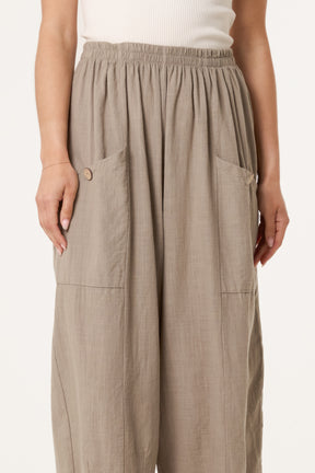 Wide Pocket Front Button Cotton  Trouser