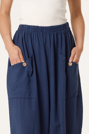 Wide Pocket Front Button Cotton  Trouser