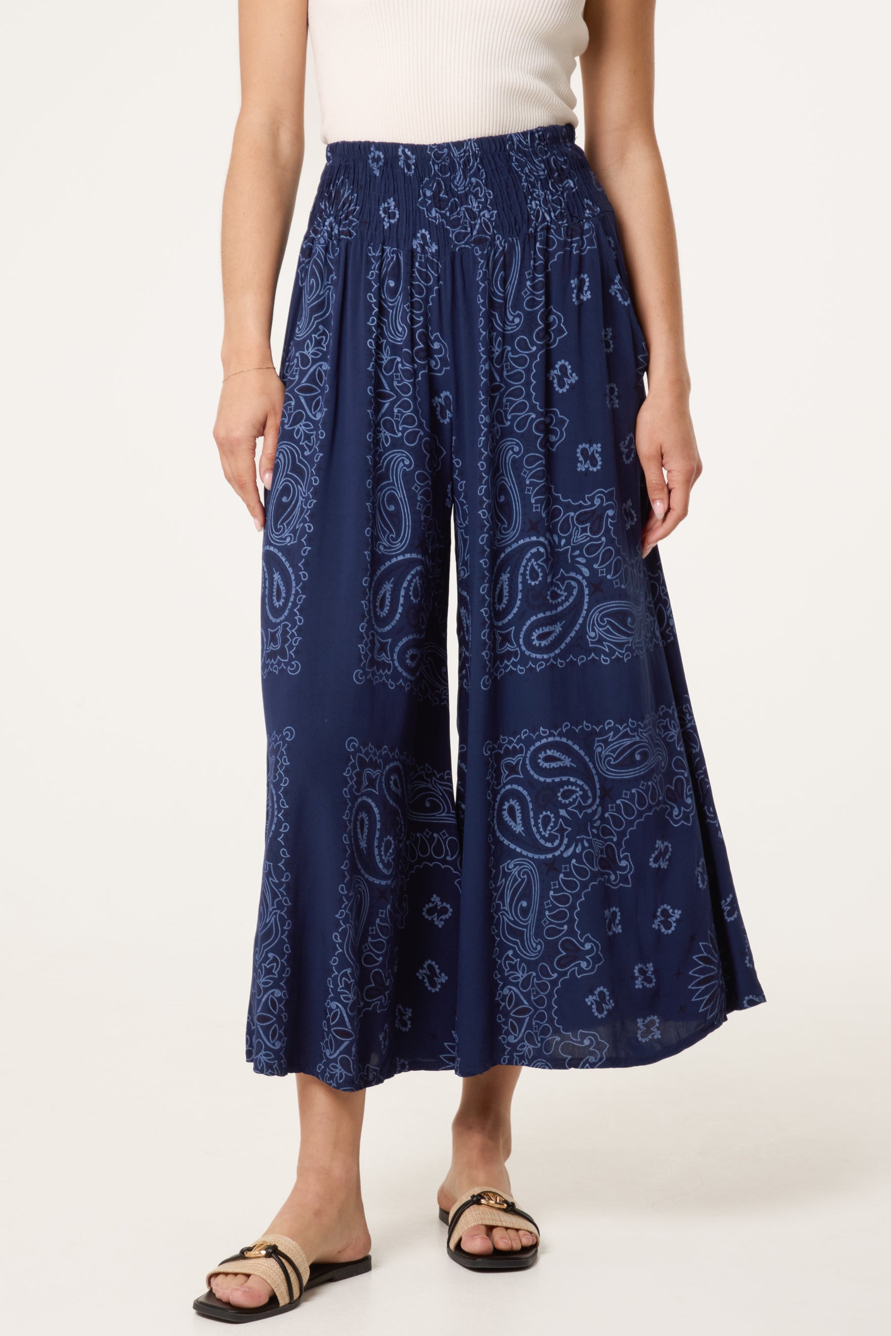 Bandana Wide Leg Pocket Trousers