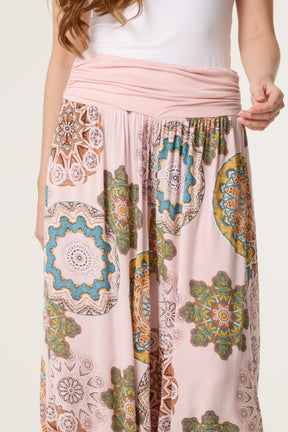 Floral Folded Waistband Harem Trouser