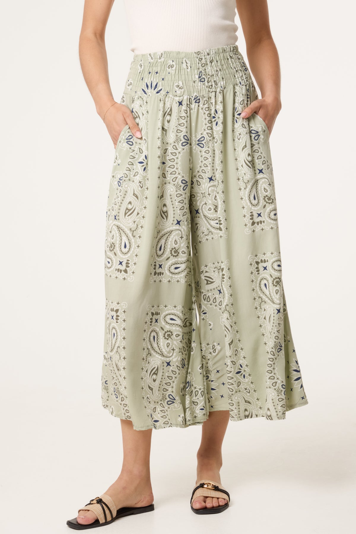 Bandana Wide Leg Pocket Trousers