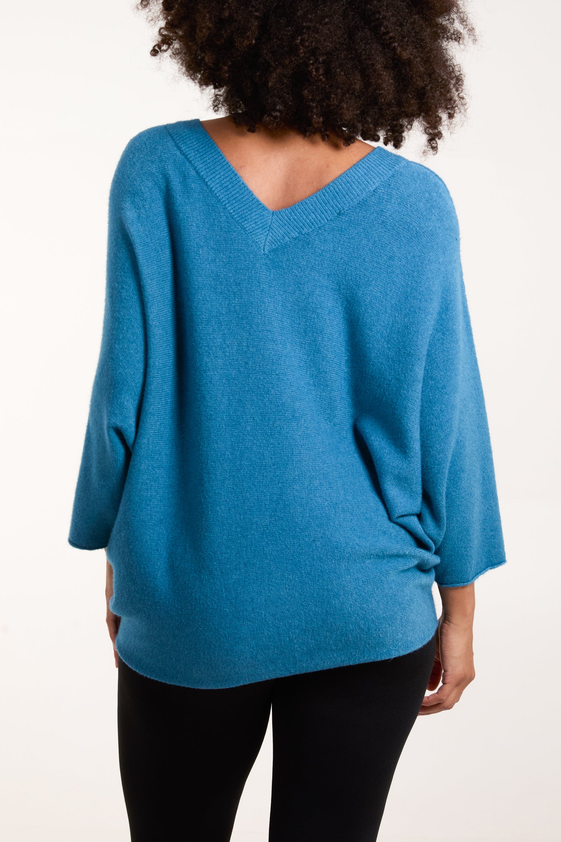 Double V Neck Soft Touch Batwing Jumper