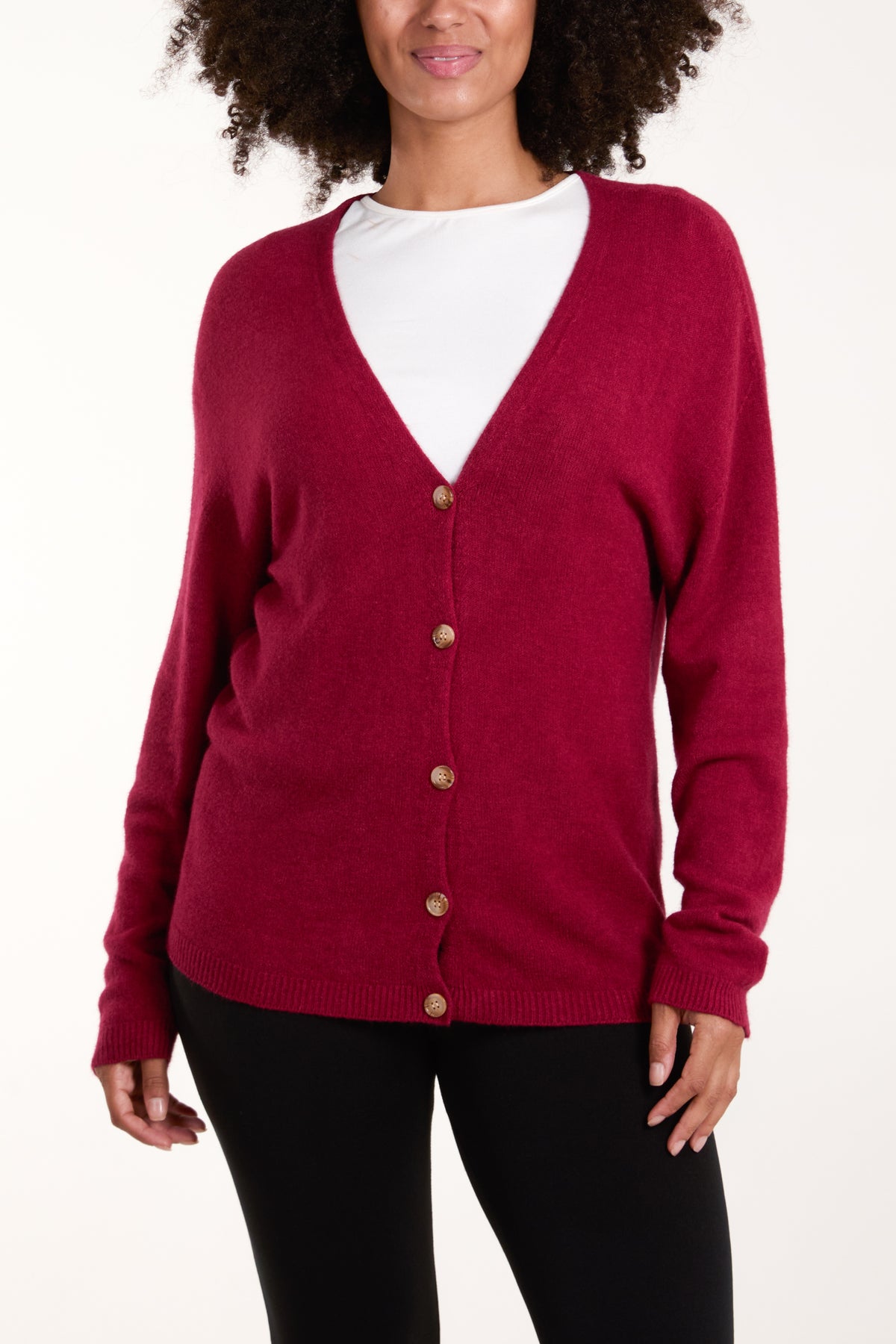 Button Front V-Neck Cardigan