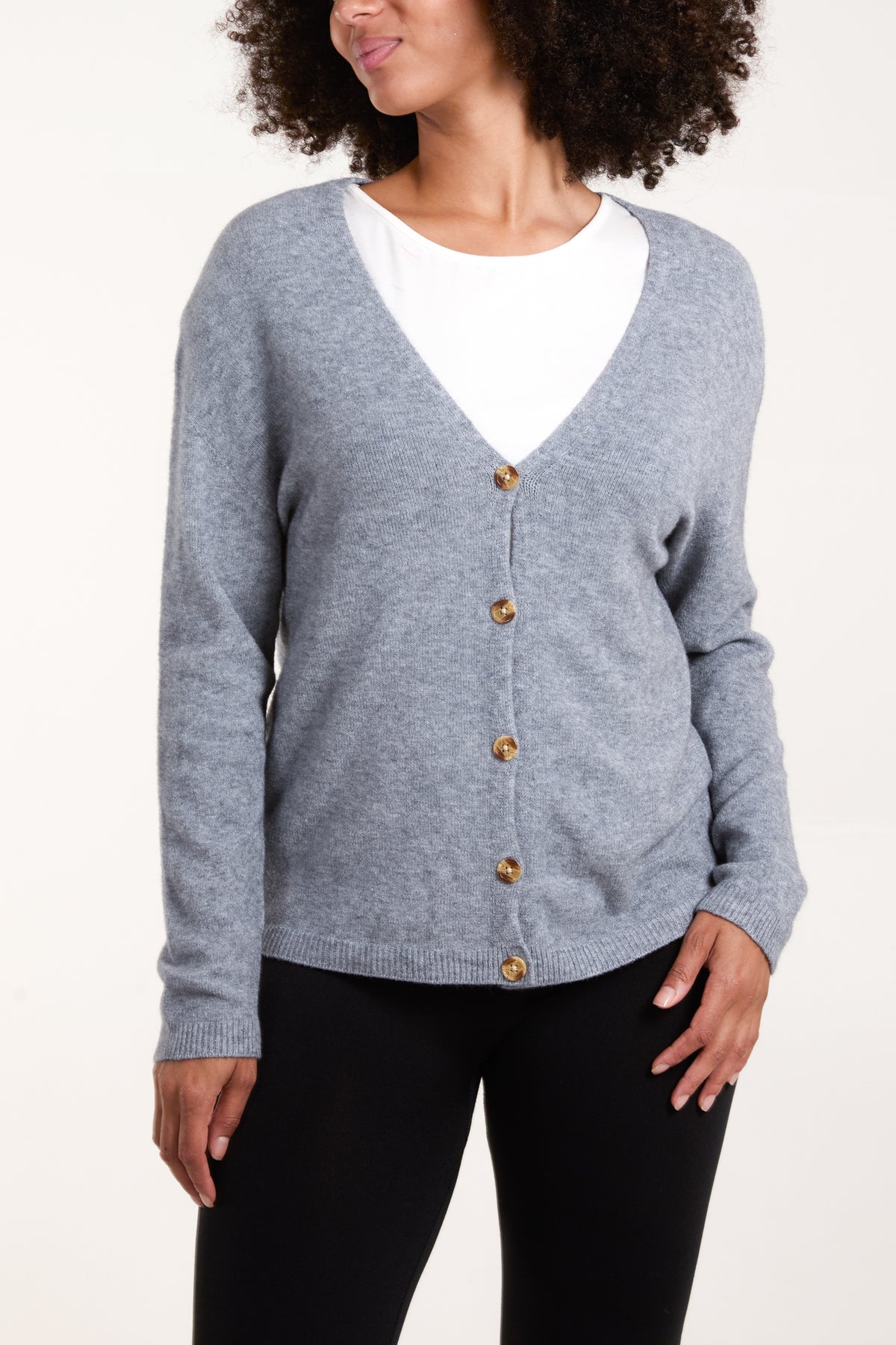 Button Front V-Neck Cardigan