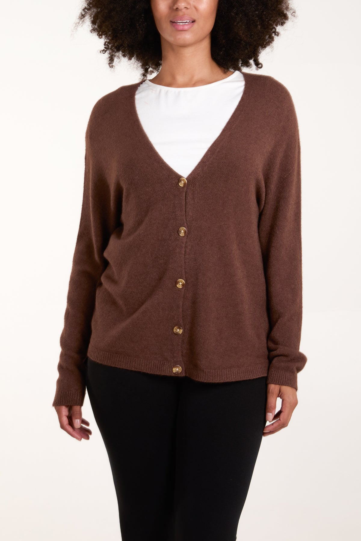 Button Front V-Neck Cardigan