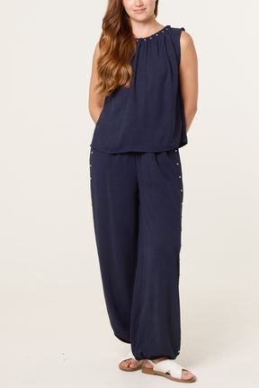 Studded Sleeveless Top & Balloon Trouser