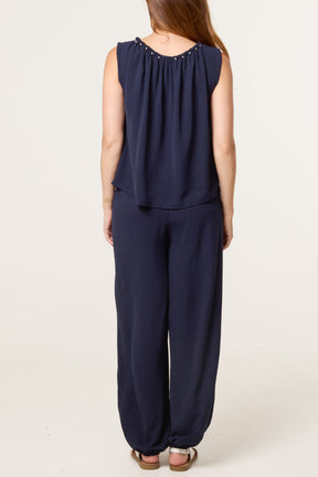 Studded Sleeveless Top & Balloon Trouser