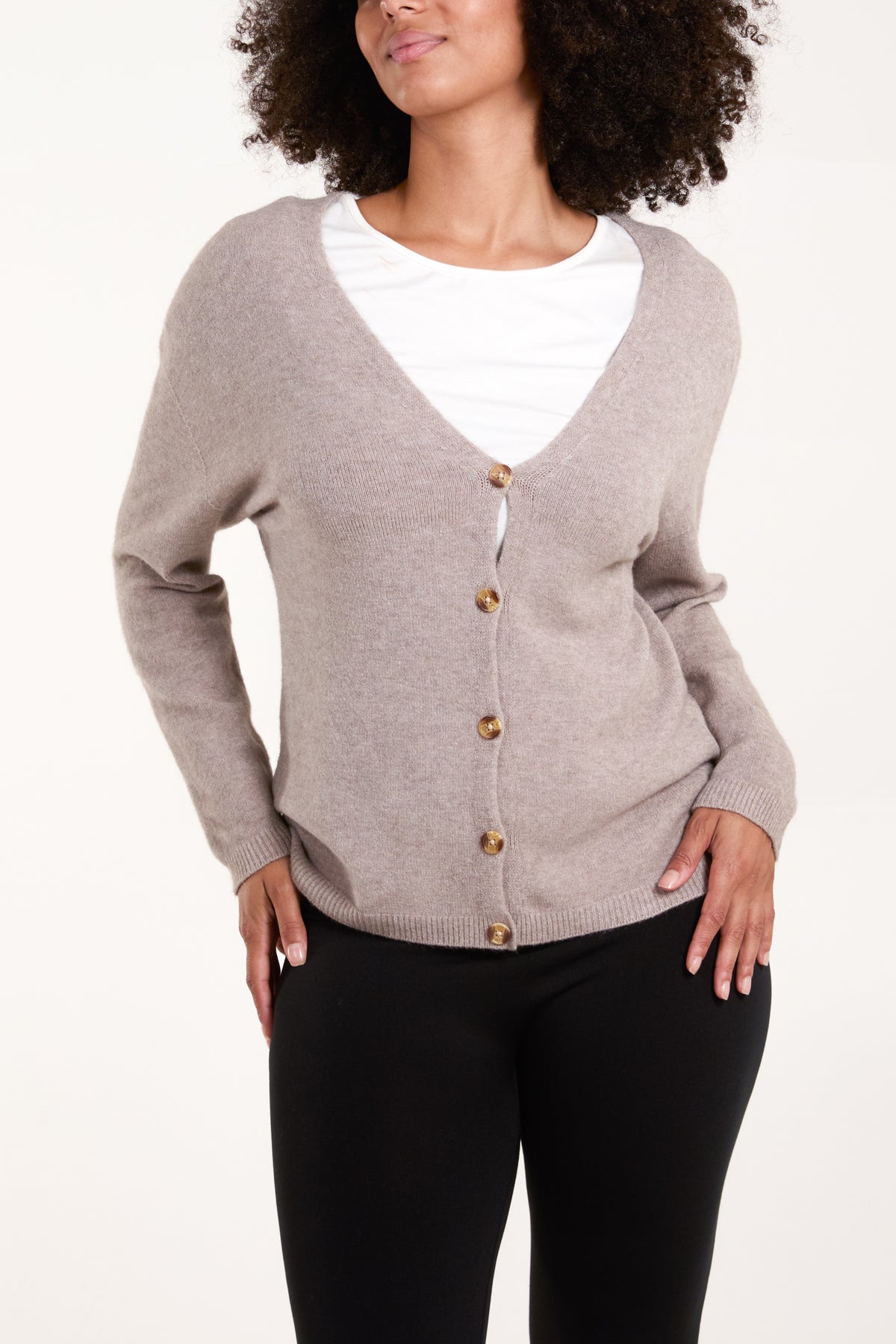 Button Front V-Neck Cardigan