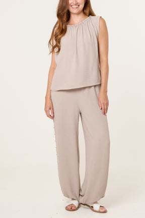 Studded Sleeveless Top & Balloon Trouser