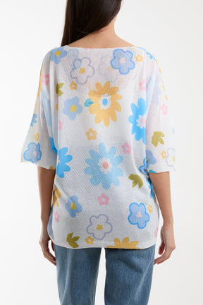 Daisy Short Sleeve Printed Jumper