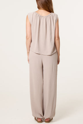 Studded Sleeveless Top & Balloon Trouser