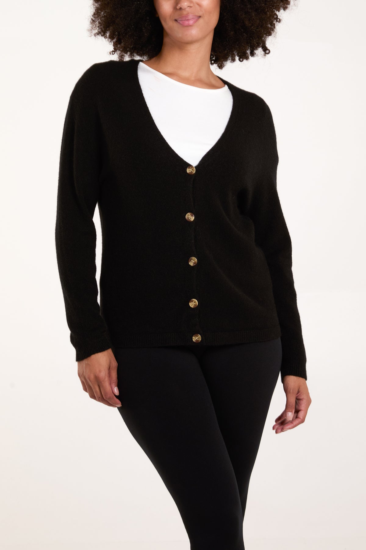 Button Front V-Neck Cardigan