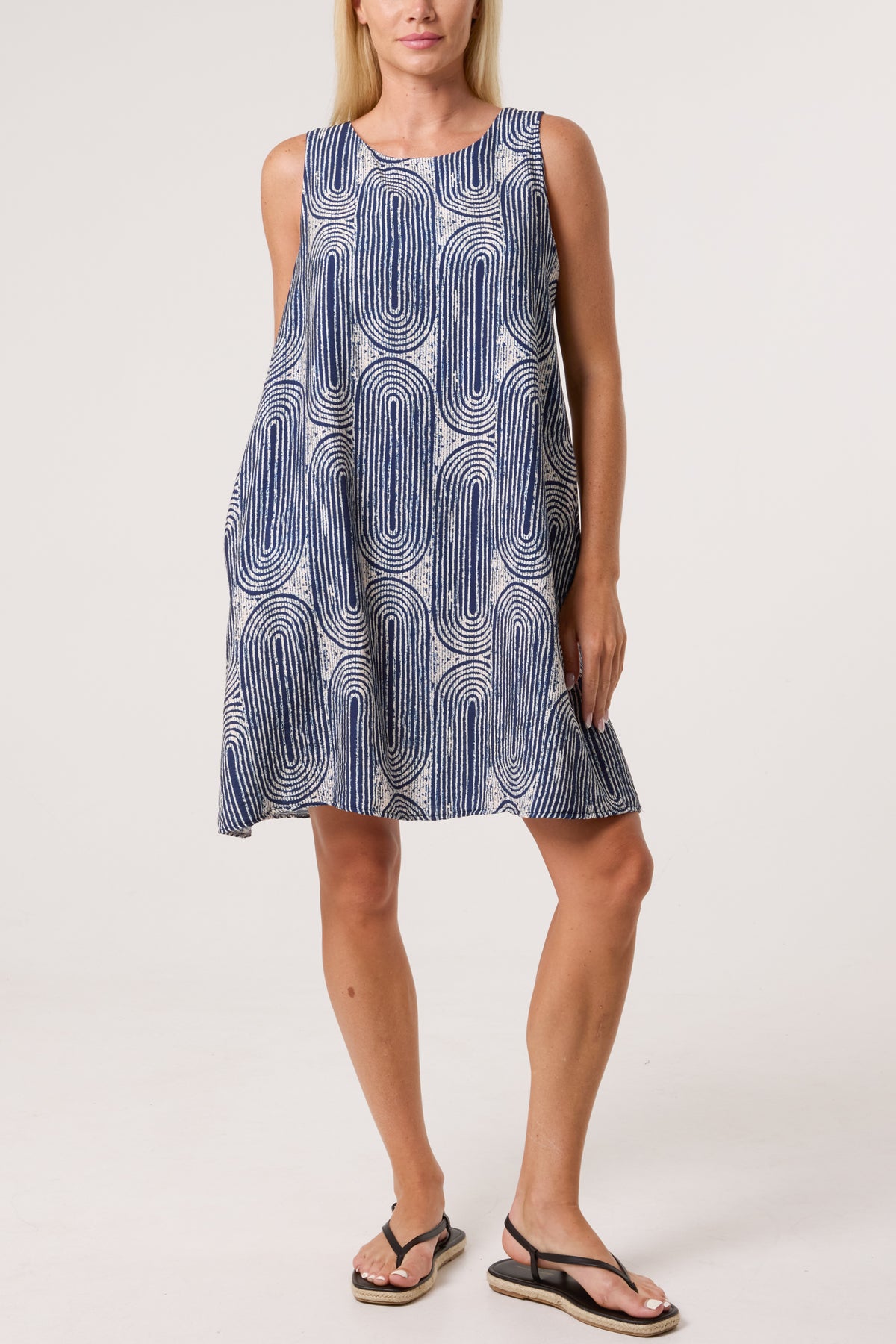 Swirl Print Sleeveless Mini Dress
