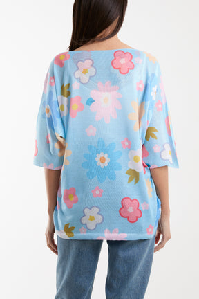 Daisy Short Sleeve Printed Jumper