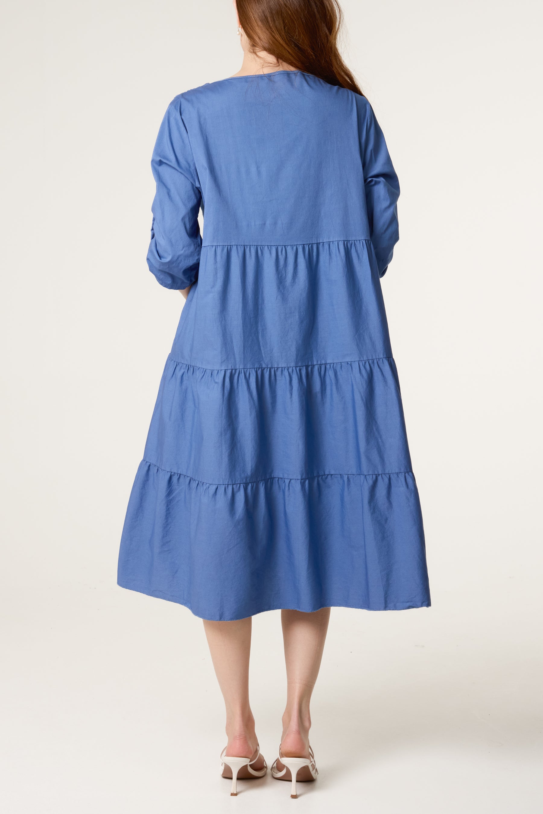 Floral Embroidery & Crochet Tiered Dress