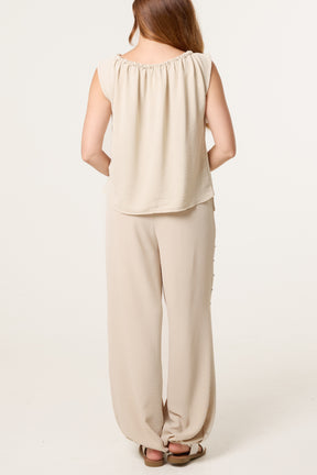 Studded Sleeveless Top & Balloon Trouser