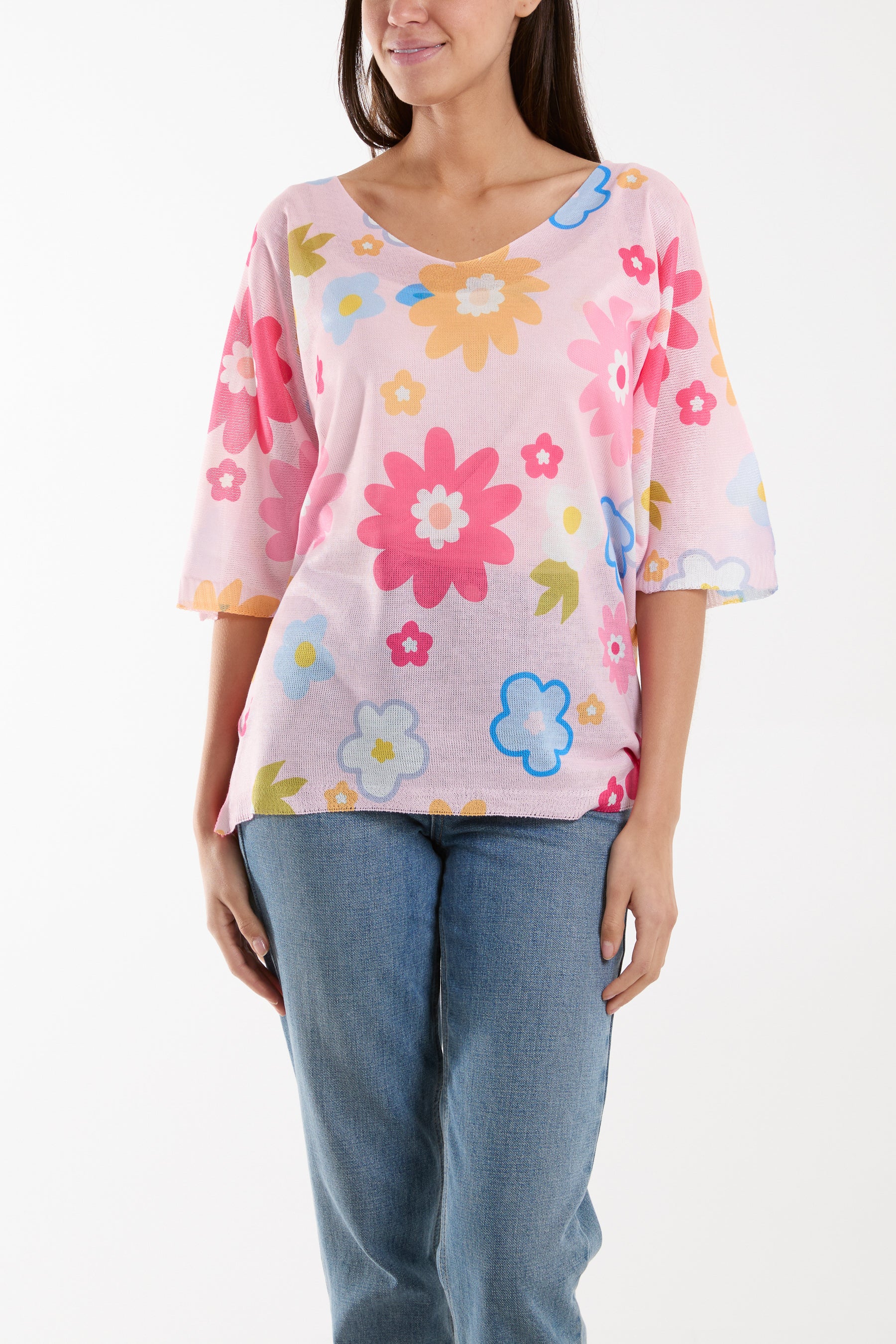 Daisy Short Sleeve Printed Jumper