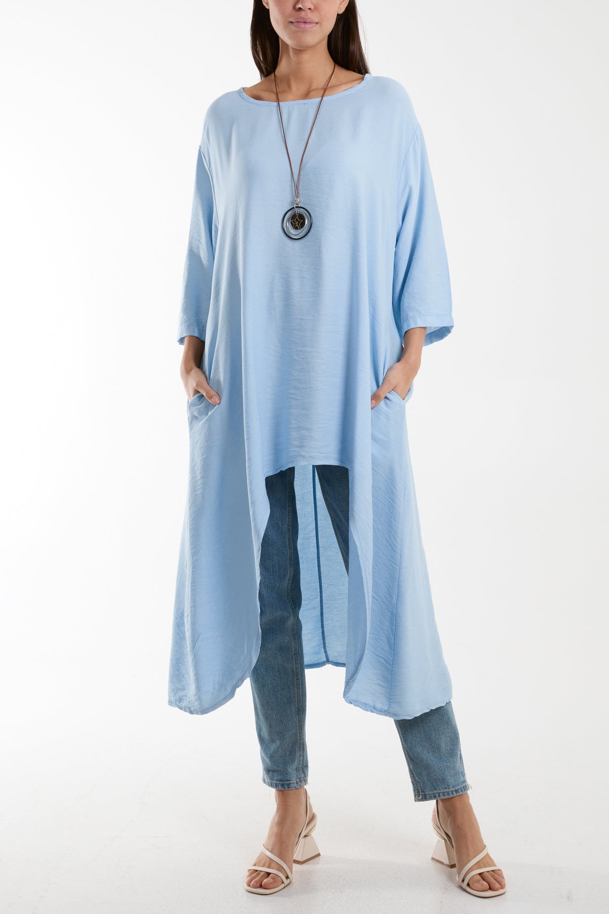 Linen Blend Necklace High Low Tunic