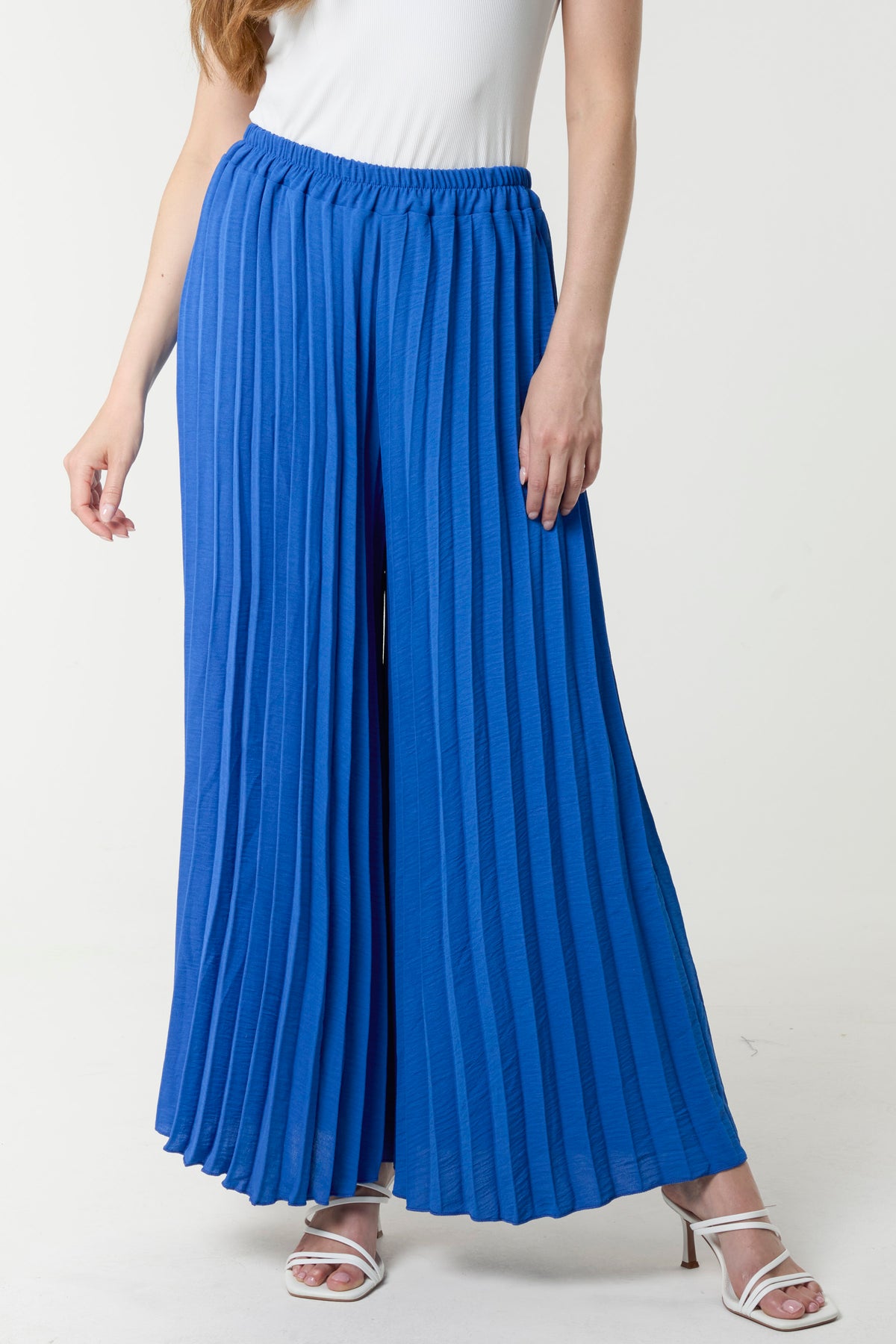 Wide Leg Plisse Trousers
