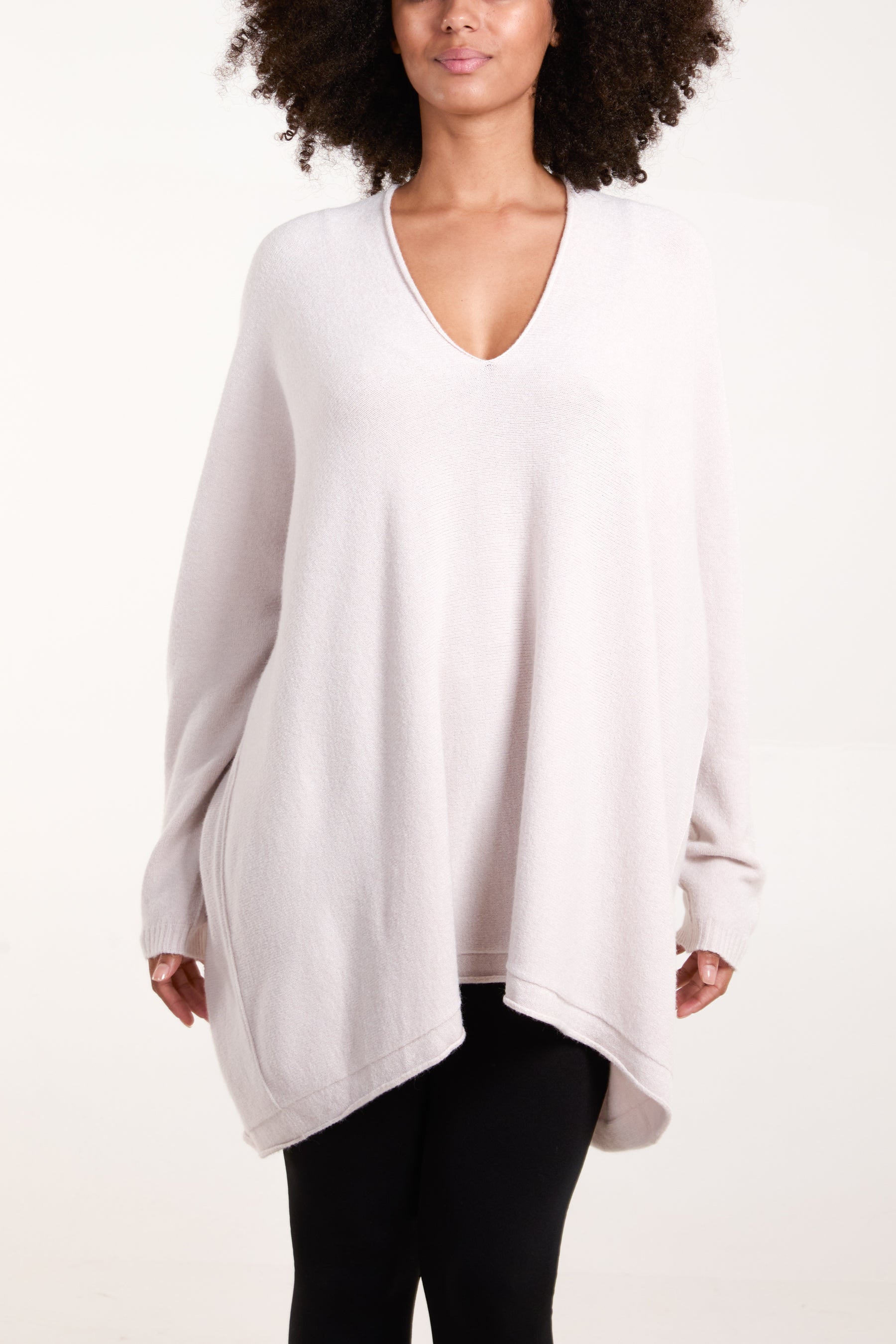 Oversized V-Neck Fine Knit Jumper