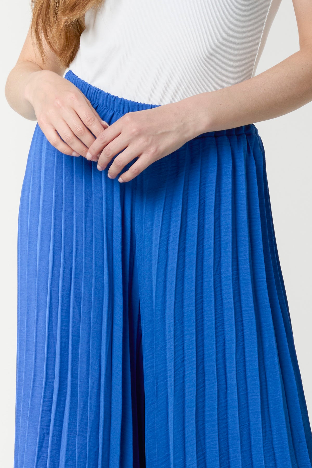 Wide Leg Plisse Trousers