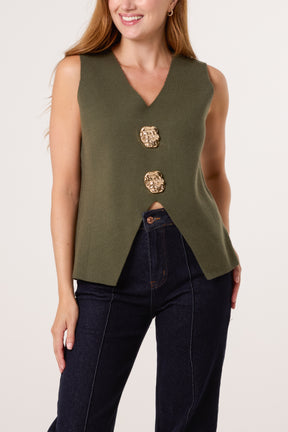 Gold Brooch V-Shape Vest