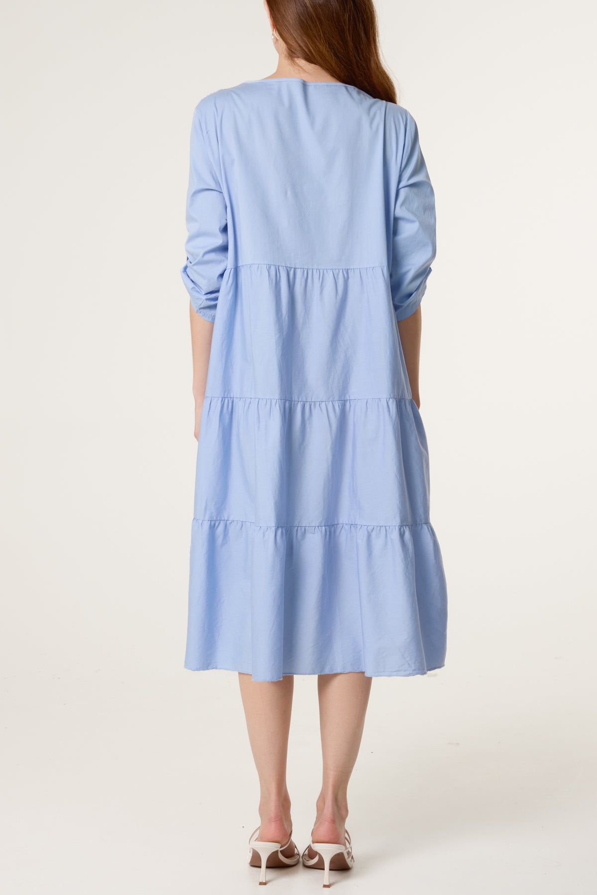 Floral Embroidery & Crochet Tiered Dress