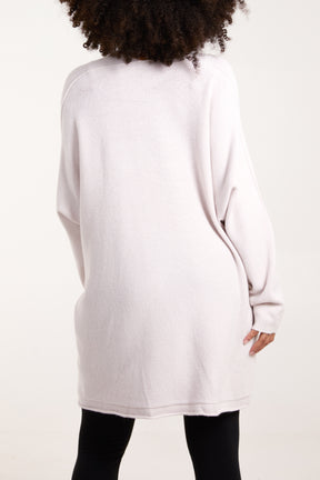 Oversized V-Neck Fine Knit Jumper