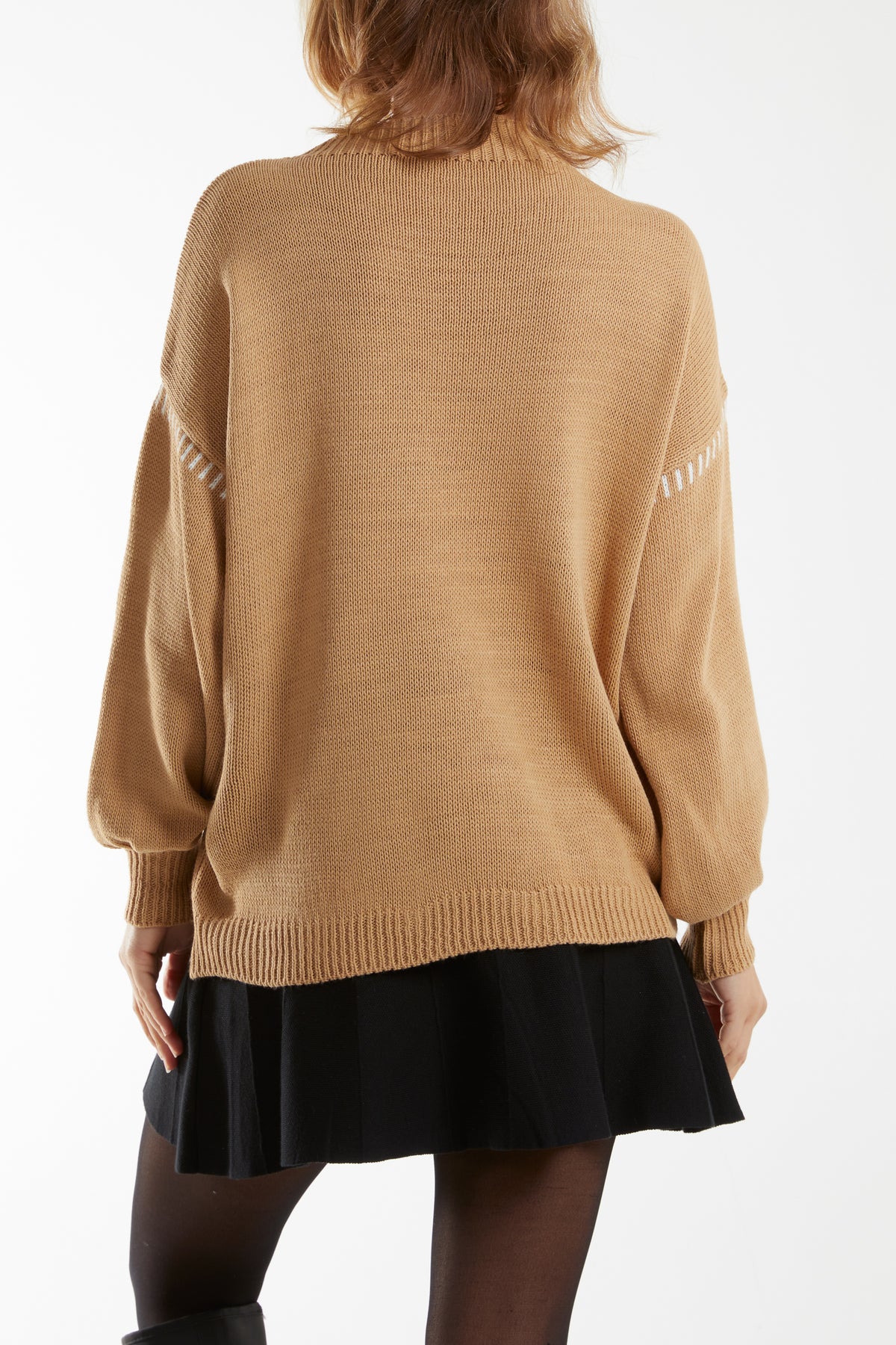 Stitch Detail High Neck Jumper