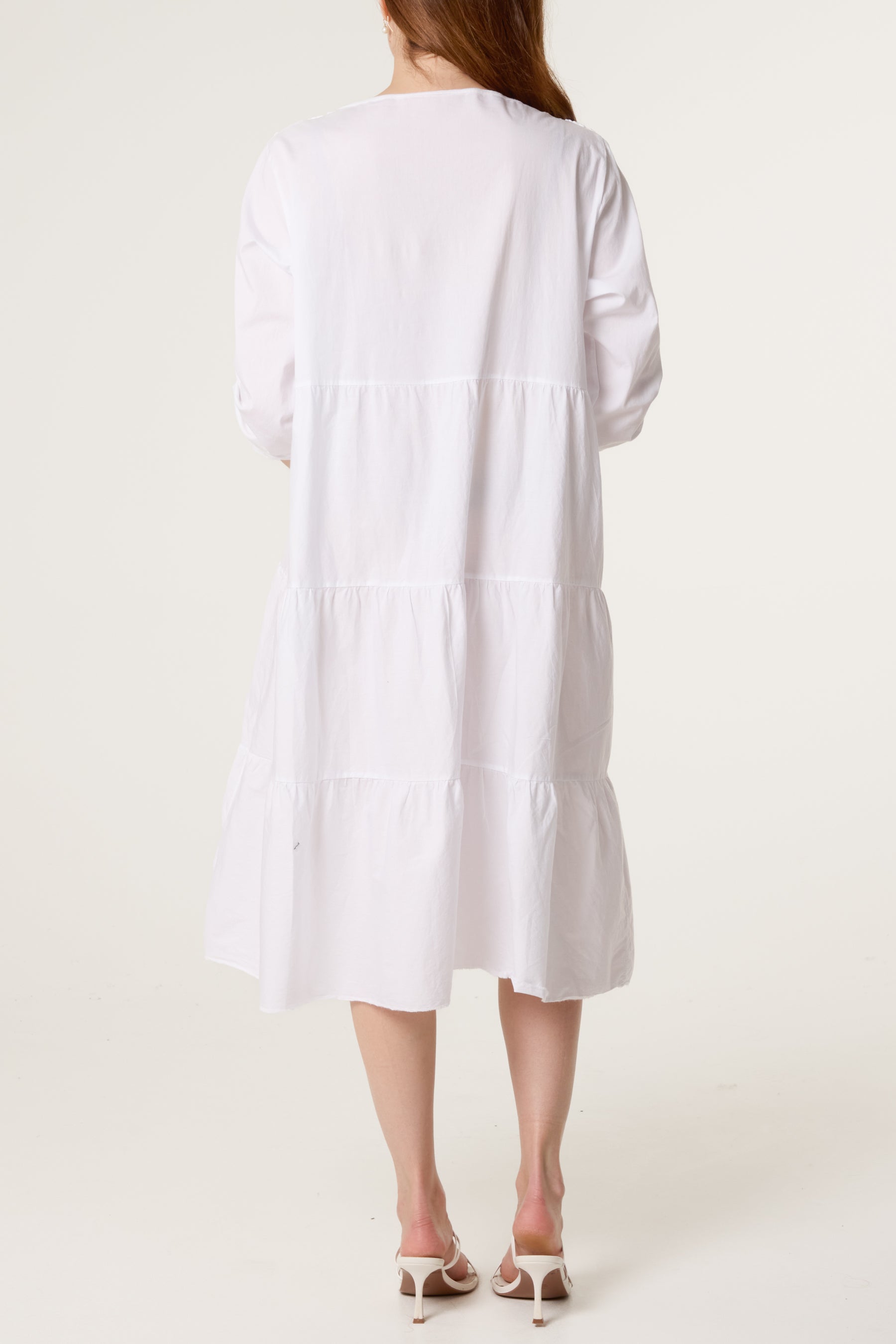 Floral Embroidery & Crochet Tiered Dress