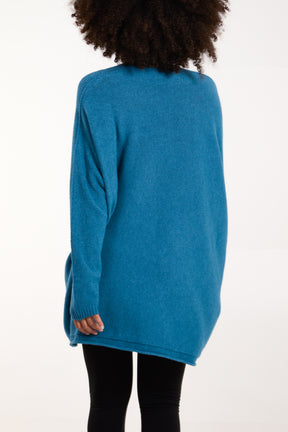 Oversized V-Neck Fine Knit Jumper