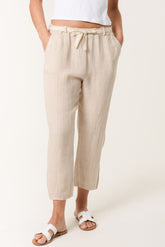 Linen Trouser W/ Embroidered Belt