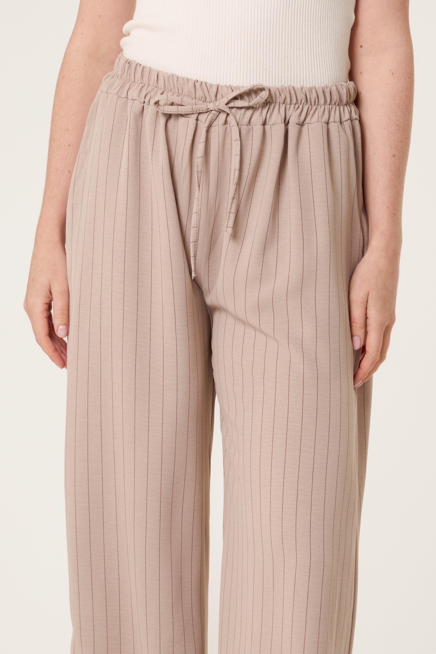Elasticated Pinstripe Wide Leg Trousers