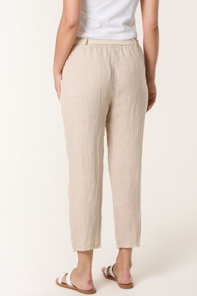 Linen Trouser W/ Embroidered Belt